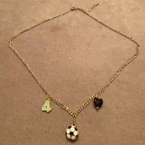Gold and Black Soccer Charm Necklace from Fable Lane, 16”, includes #4 charm